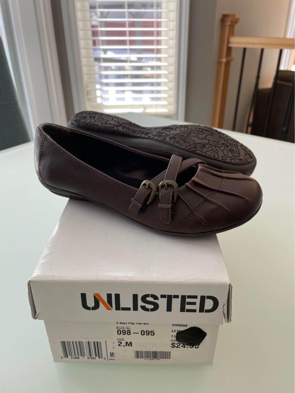 Unlisted Dark Brown Double Buckle Girls Ballet Flats